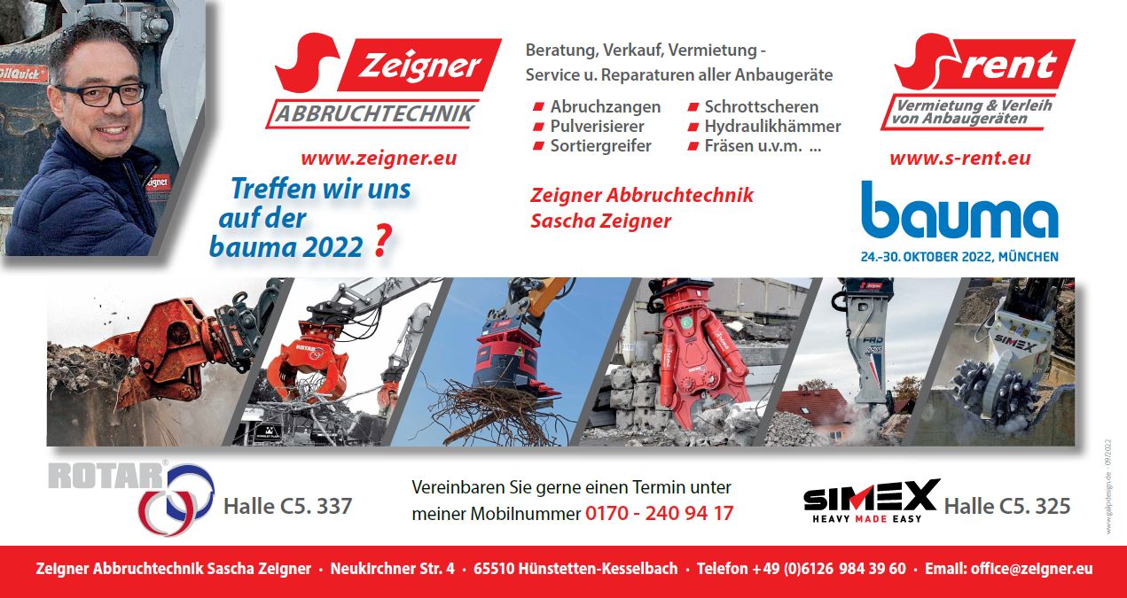 Bauma2022-München-ZeignerAbbruchtechnik-RheinMain-Verkauf-Reparatur-Vermietung